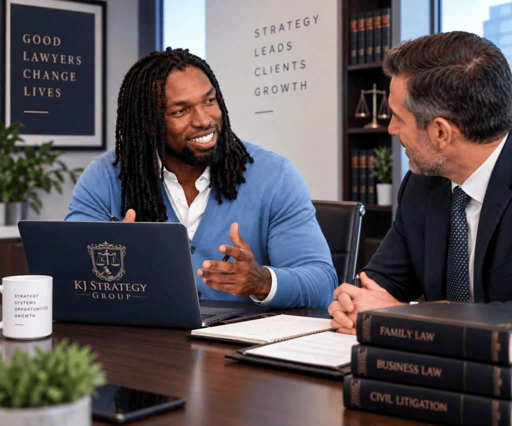 Kelon Jones discussing law firm growth strategy with a client
